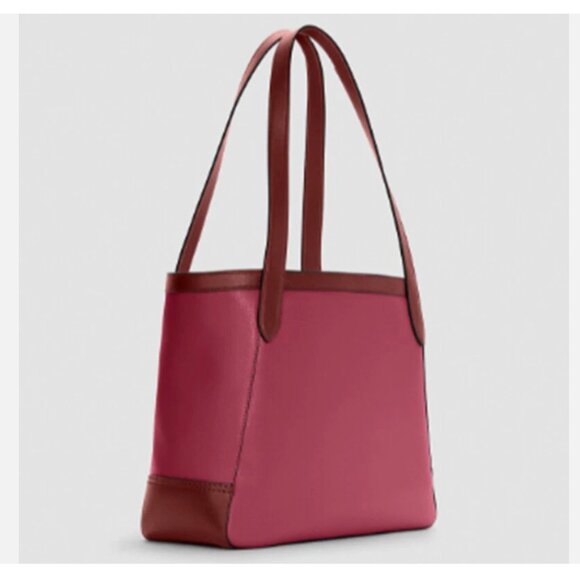 NEW! Coach Tote in Colorblock with Horse & Carriage - Bright Violet Rasbery Pink - Picture 3 of 9